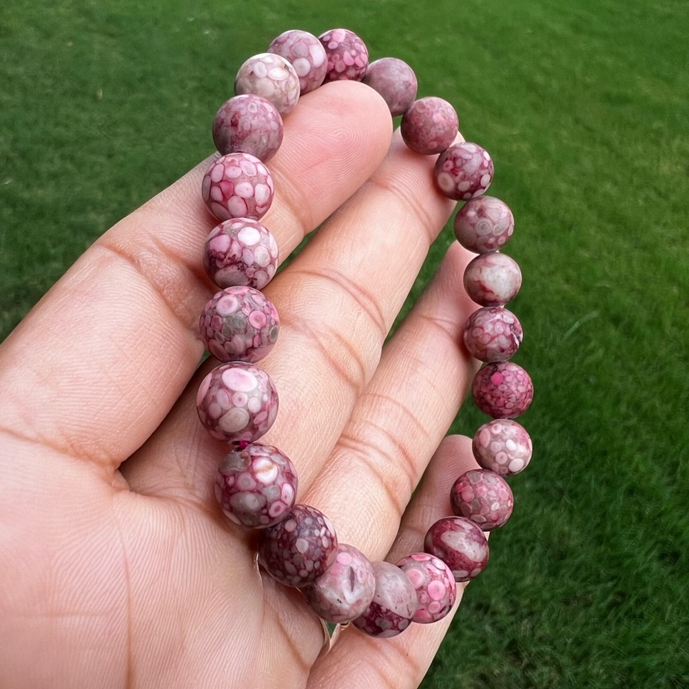 Pink Maifanite Beaded Bracelet 7mm-8mm